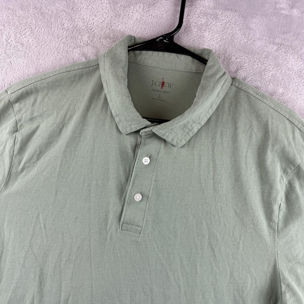 J Crew Oarsman Polo Shirt Mens LT Large Tall Green Sueded Jersey